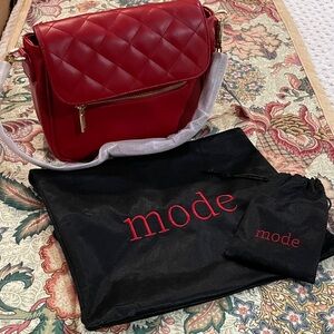 Mode Crimson Red Chain Purse Crossbody Handbag & Dustbag